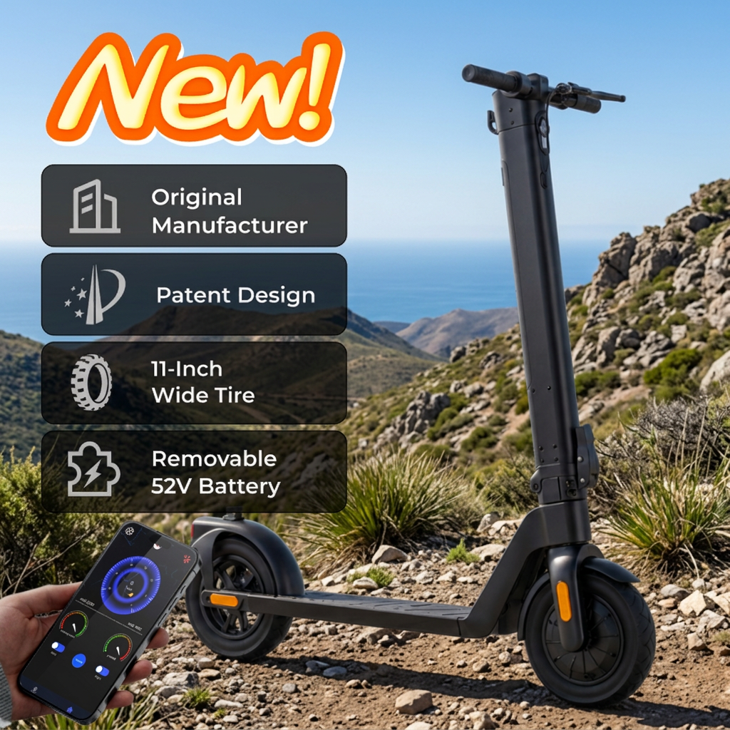 52V 11-Inch 550W Folding Electric Scooter – Off-Road Tires