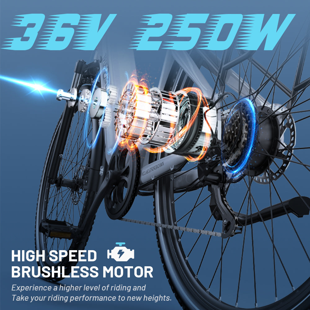 250W City E-Bike – Pedal Assist with Rear Rack & Display