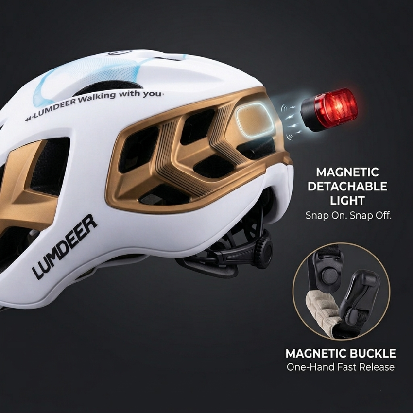 Ventilated E-Bike Helmet with Magnetic Rear Safety Light